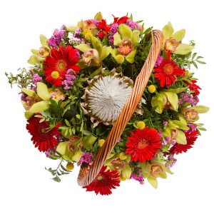 Корзина с цветами «Калейдоскоп цветов» сверху